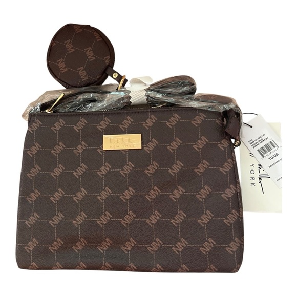 Nicole Miller Handbags - Nicole Miller Brown and Gold Crossbody Bag